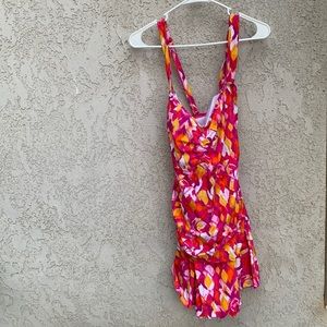 Swim dress: Orange Magenta Yellow and White